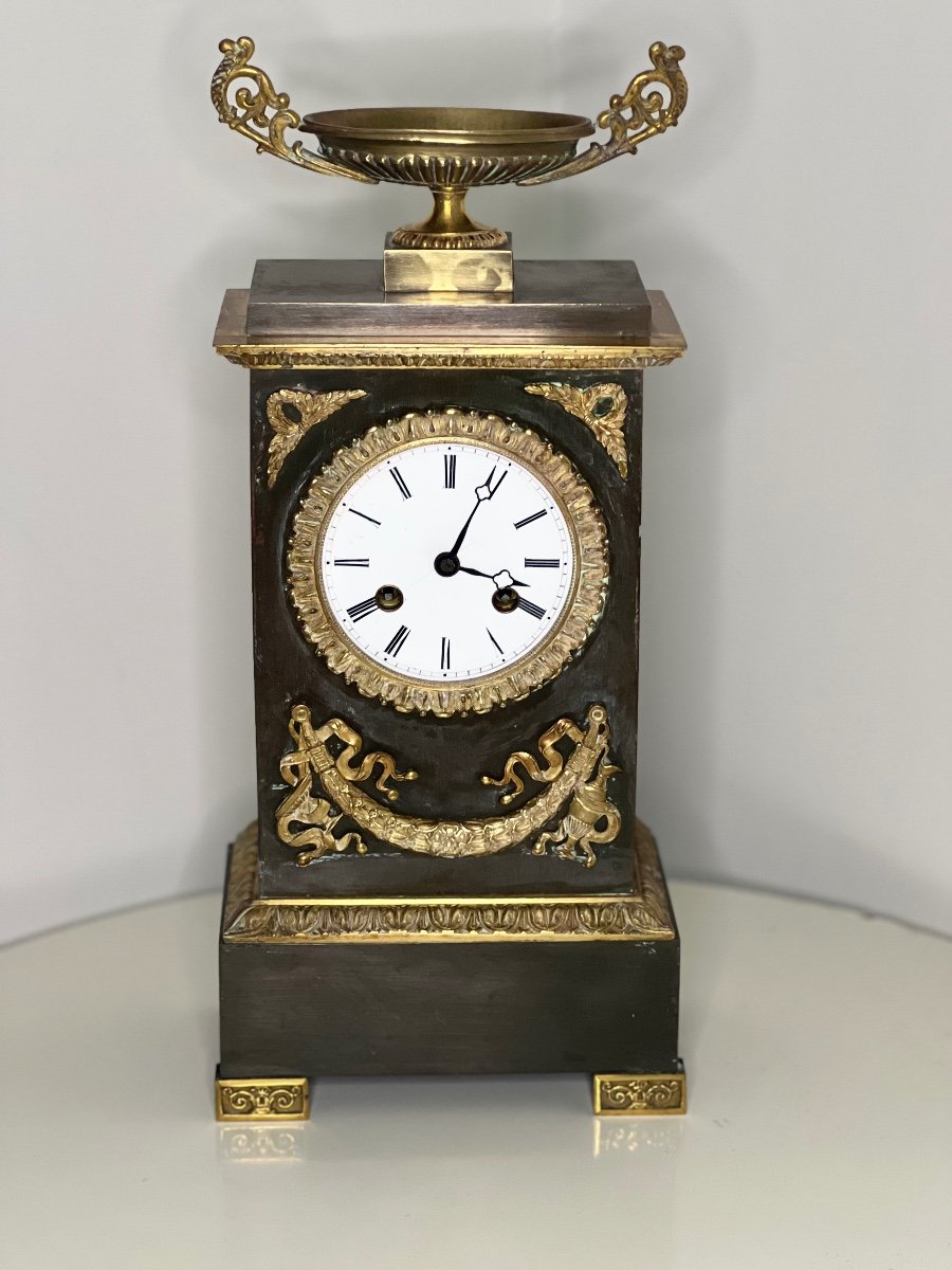 Cartel Pendule Borne En Bronze Debut 19 Eme Clock Uhre