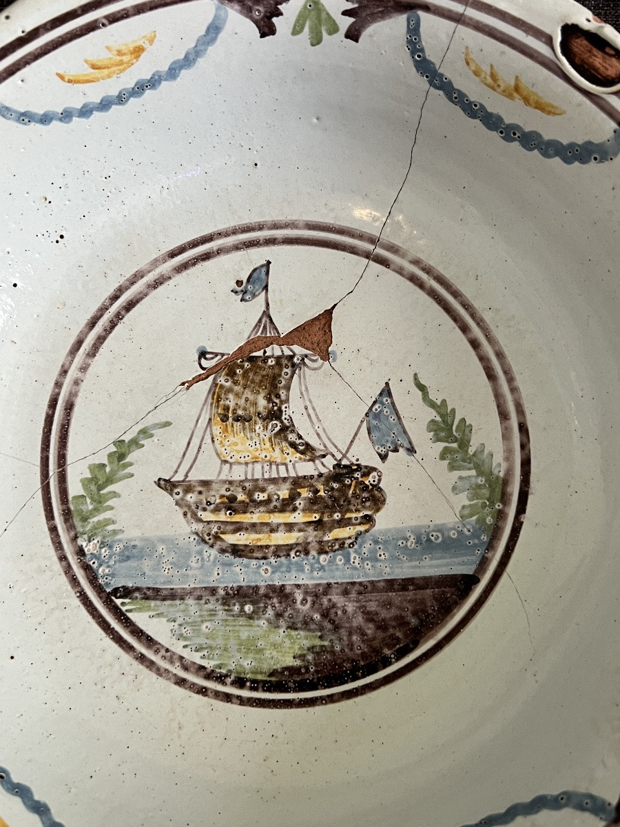 Lot De 3 Saladiers En Faience De Nevers 18n Eme Siècle-photo-4