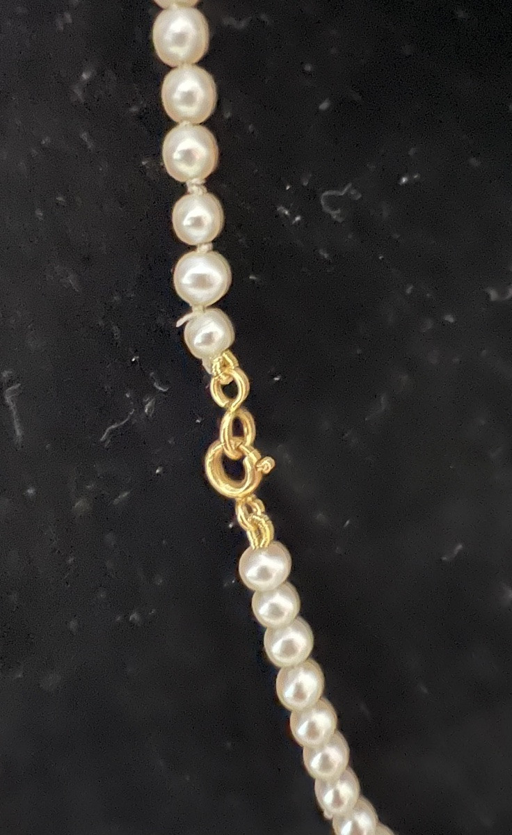 Collier Choker 91 Perles De Culture 41 Cm Fermoir Or 18k-photo-3
