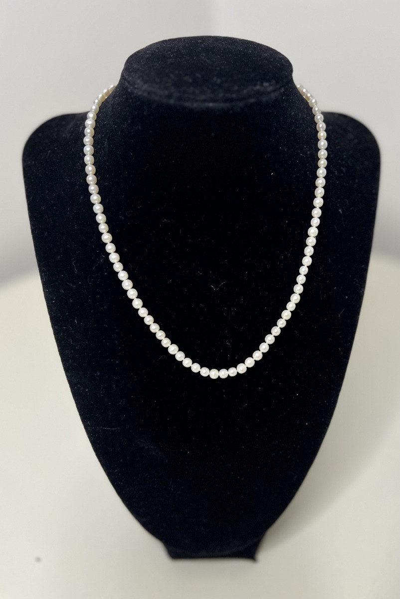 Collier Choker 91 Perles De Culture 41 Cm Fermoir Or 18k
