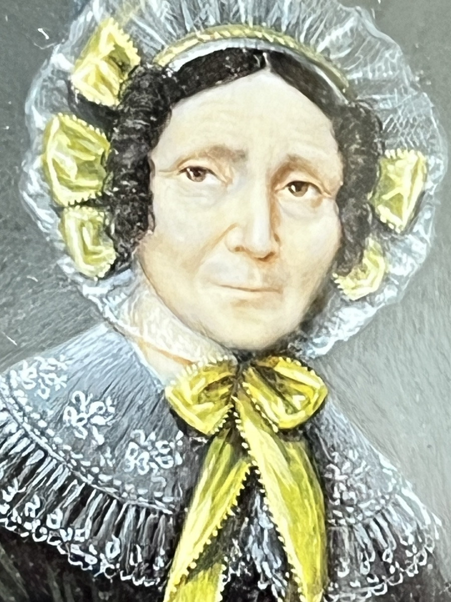 Miniature Painting Portrait Woman 19th Century-photo-3