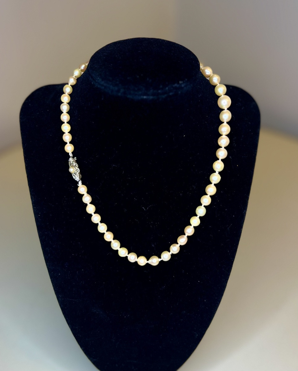 Collier 51 Perles De Culture Des Mers Du Sud Fermoir Argent 950 41 Cm-photo-2