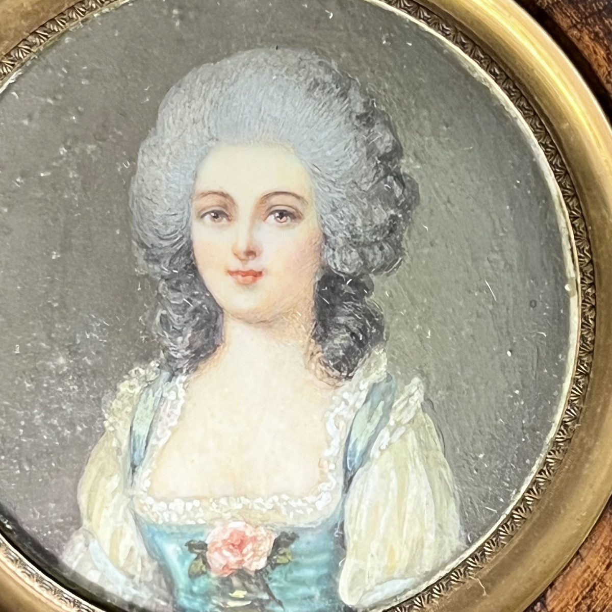 Portrait Miniature Peinture Painting Jeune Femme 19 Eme Siecle-photo-2