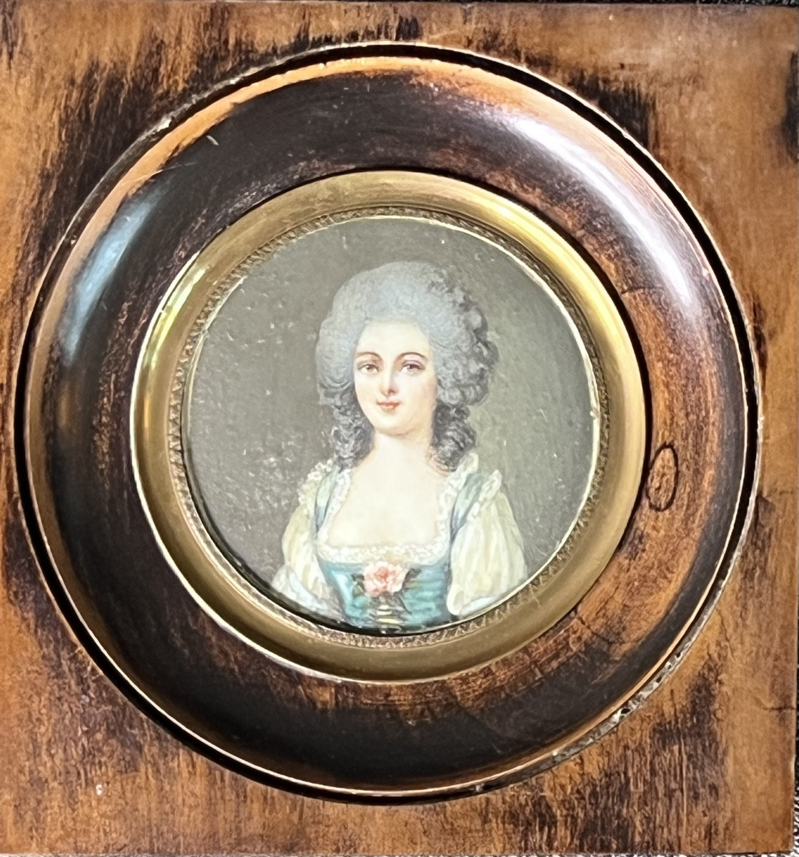 Portrait Miniature Peinture Painting Jeune Femme 19 Eme Siecle