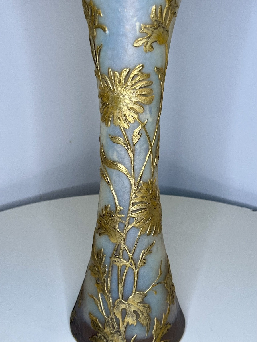 Grand Vase Diabolo Pâte De Verre Daum 19 Eme Siècle pate de verre-photo-4