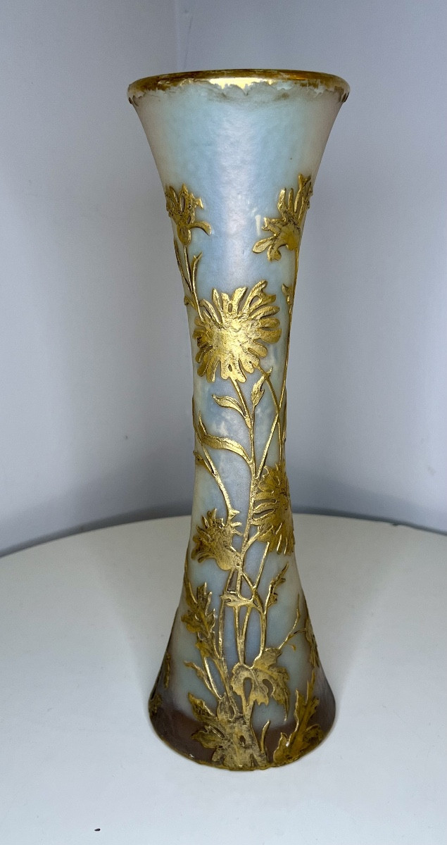 Grand Vase Diabolo Pâte De Verre Daum 19 Eme Siècle pate de verre