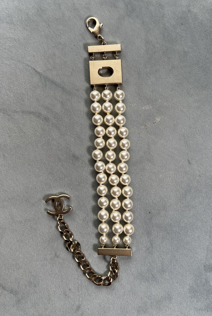 Chanel By Lagerfeld 3-row Pearl Bracelet-photo-3