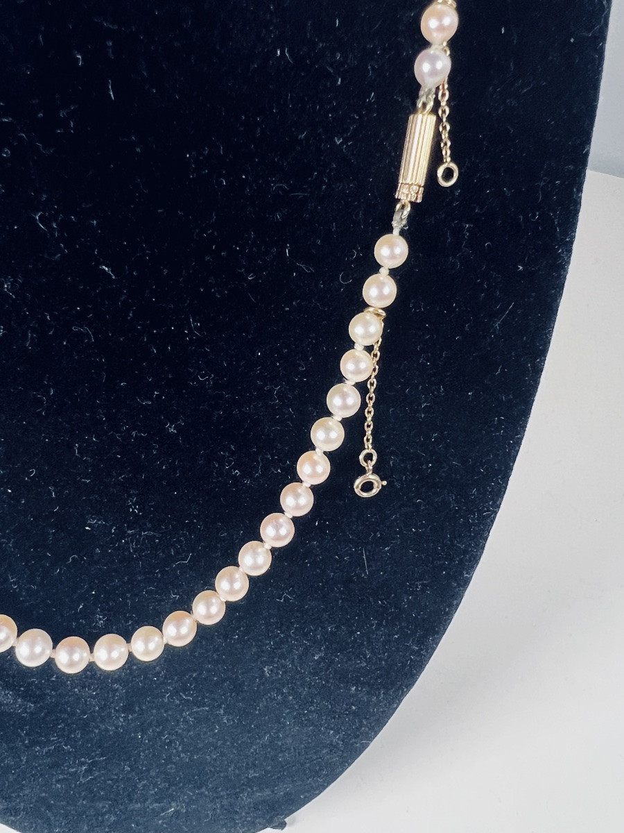 COLLIER 71 PERLES DE CULTURE FERMOIR OR 18 K 46,5 CM-photo-3