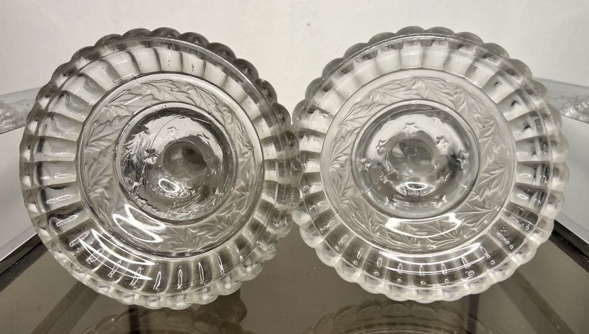 Pair Of Portieux Crystal Candlesticks (baccarat Saint Louis)-photo-3
