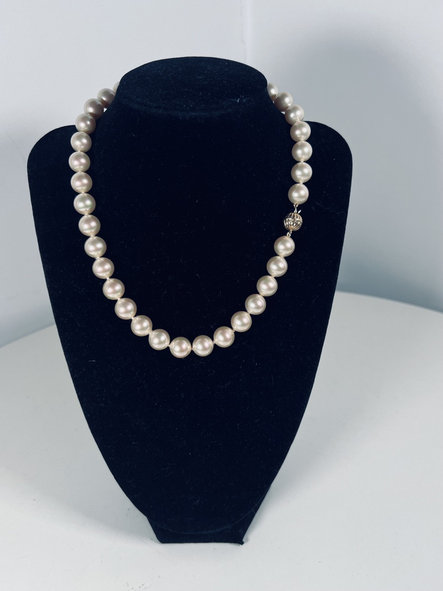 Collier 37 perles fermoir or 18K 41,5 cm-photo-2