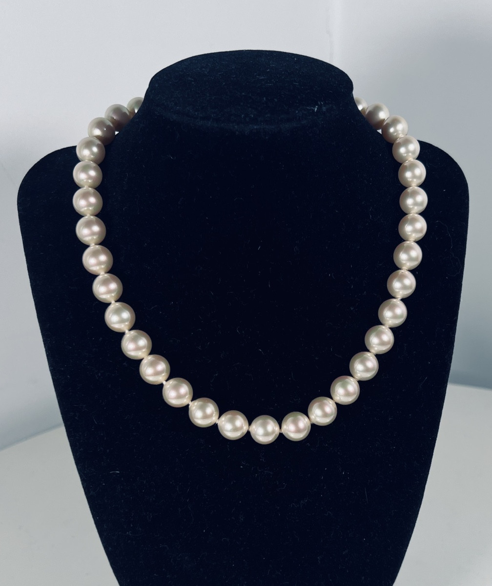 Collier 37 perles fermoir or 18K 41,5 cm