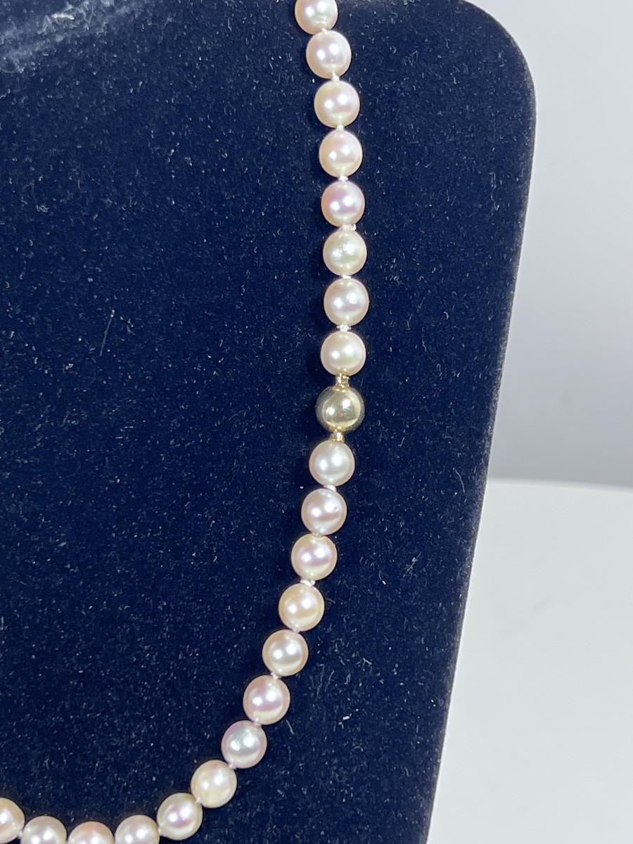 COLLIER CHOKER 54 PERLES DE CULTURE BLANCHE 46 CM FERMOIR OR-photo-3