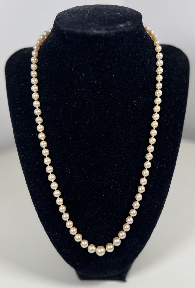 COLLIER 77 PERLES DE CULTURE BLANCHE FERMOIR ARGENT MASSIF 53 CM