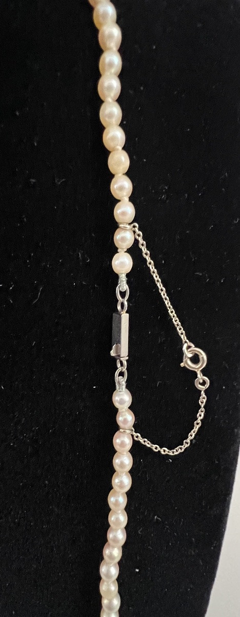 Collier de petites et grandes perles de culture fermoir or 750°/°° 55,5 cm-photo-2