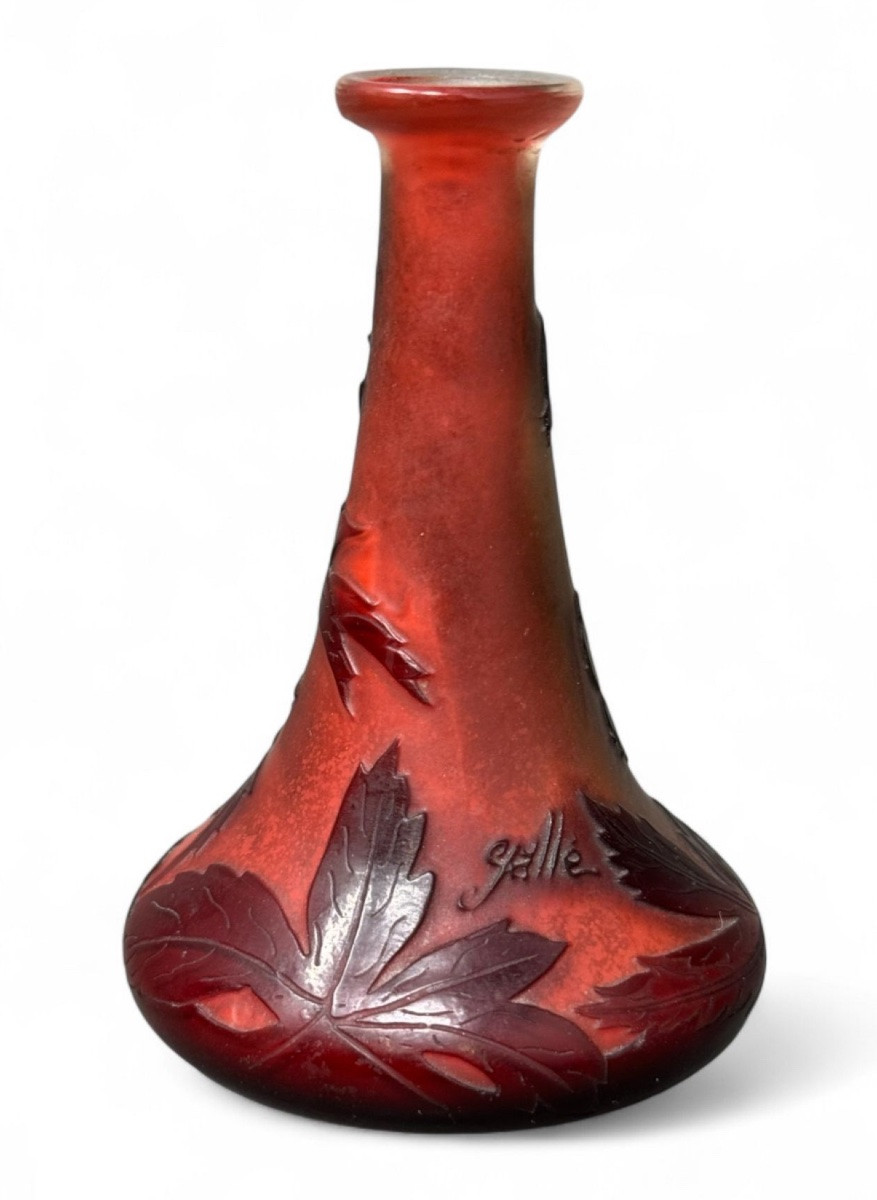 Gallé Art Deco Glass Paste Vase 11 Cm-photo-2