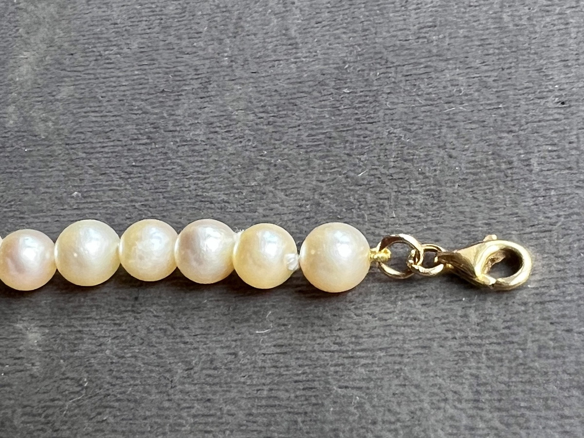 Bracelet 22 perles de culture fermoir et anneaux en or 18K 17,5 cm-photo-2