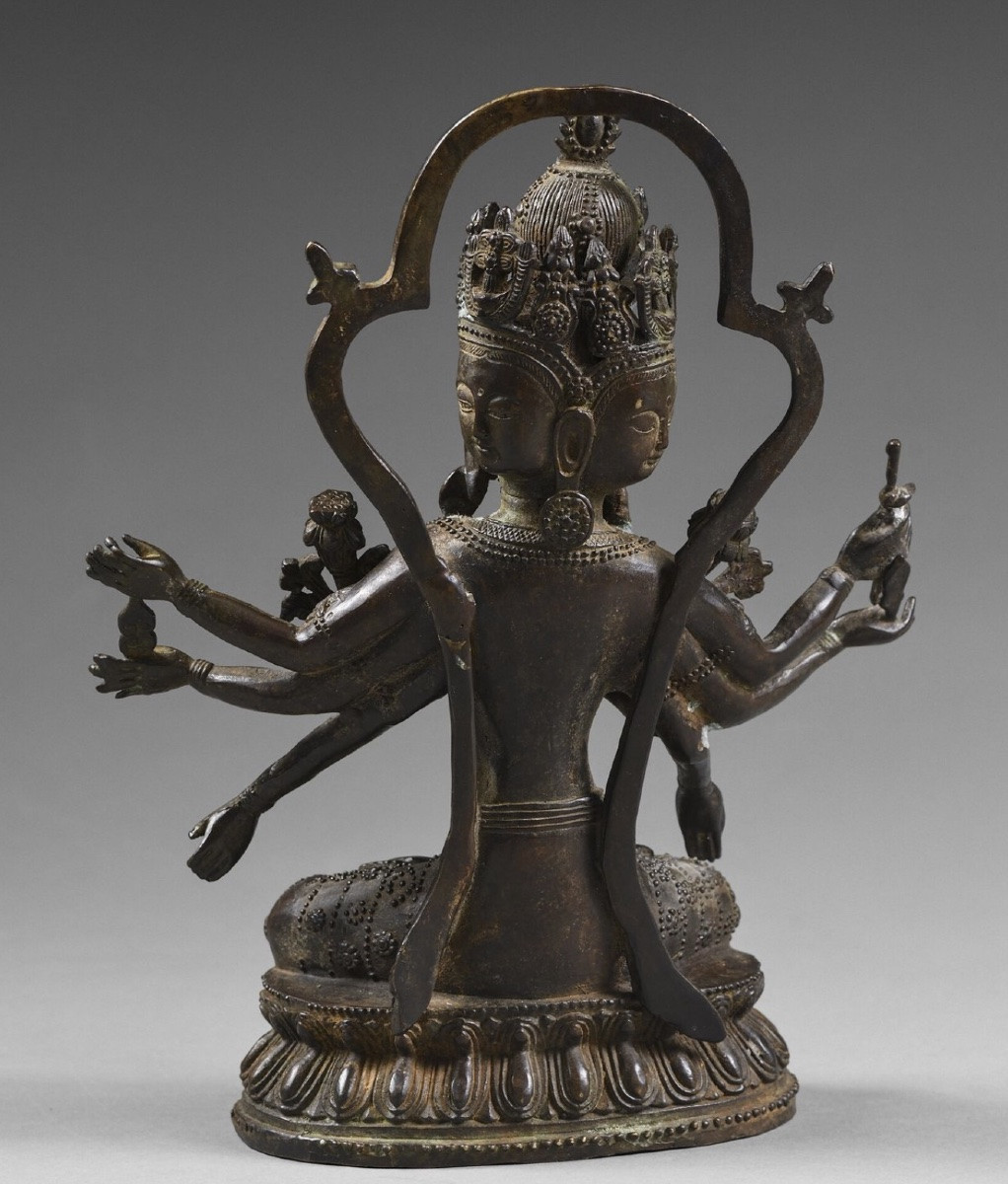 Sculpture statuette bronze 19 eme siècle Tibet bodhissattva-photo-2