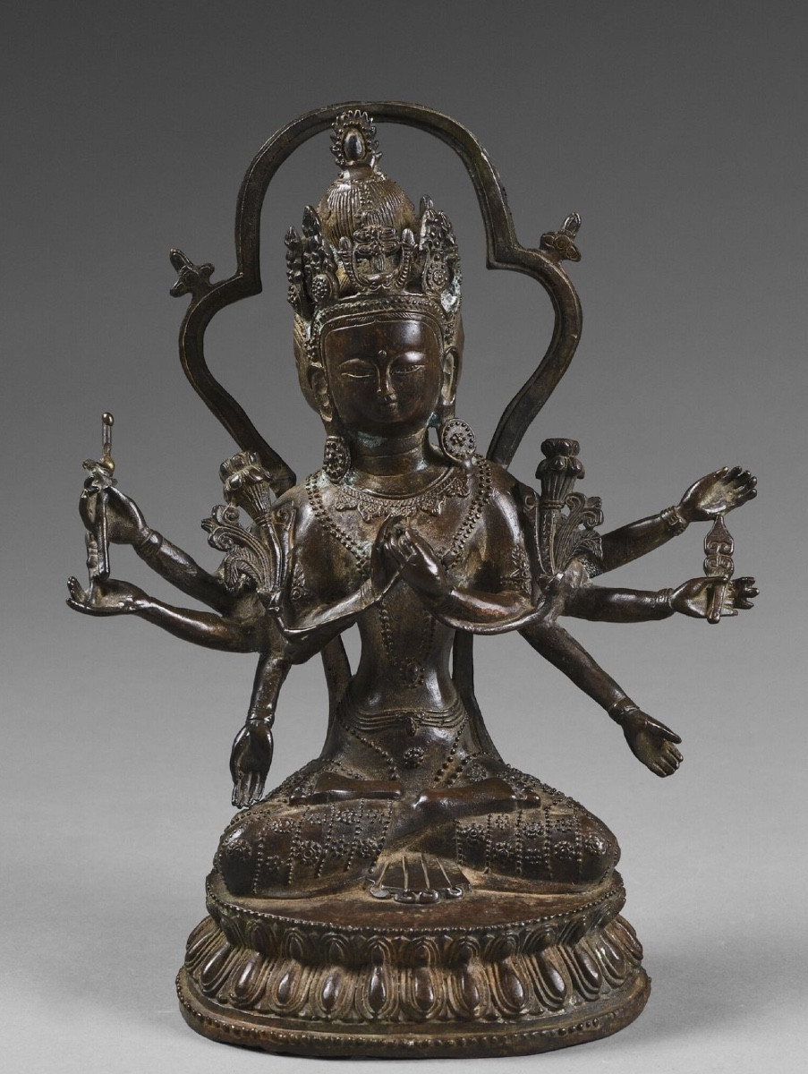 Sculpture statuette bronze 19 eme siècle Tibet bodhissattva