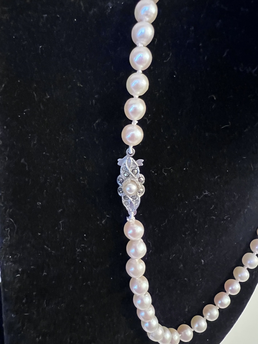 Necklace 51 South Sea Cultured Pearls 950°/°° Silver Clasp 41 Cm-photo-3