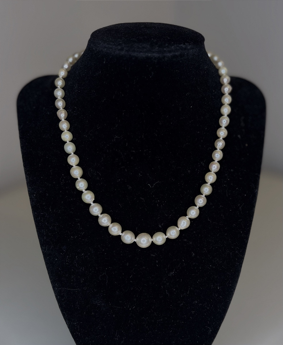 Necklace 51 South Sea Cultured Pearls 950°/°° Silver Clasp 41 Cm