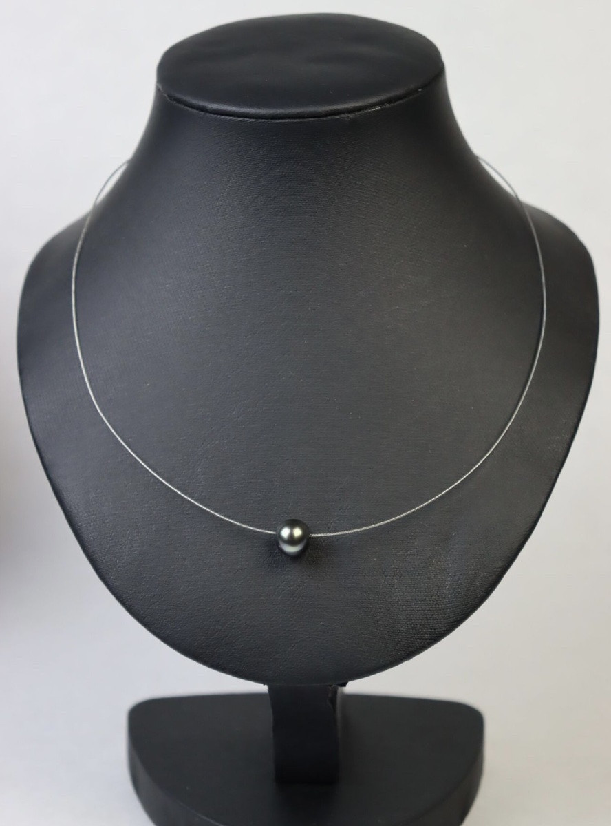 Tahitian Pearl Necklace In 925 Sterling Silver Setting-photo-2