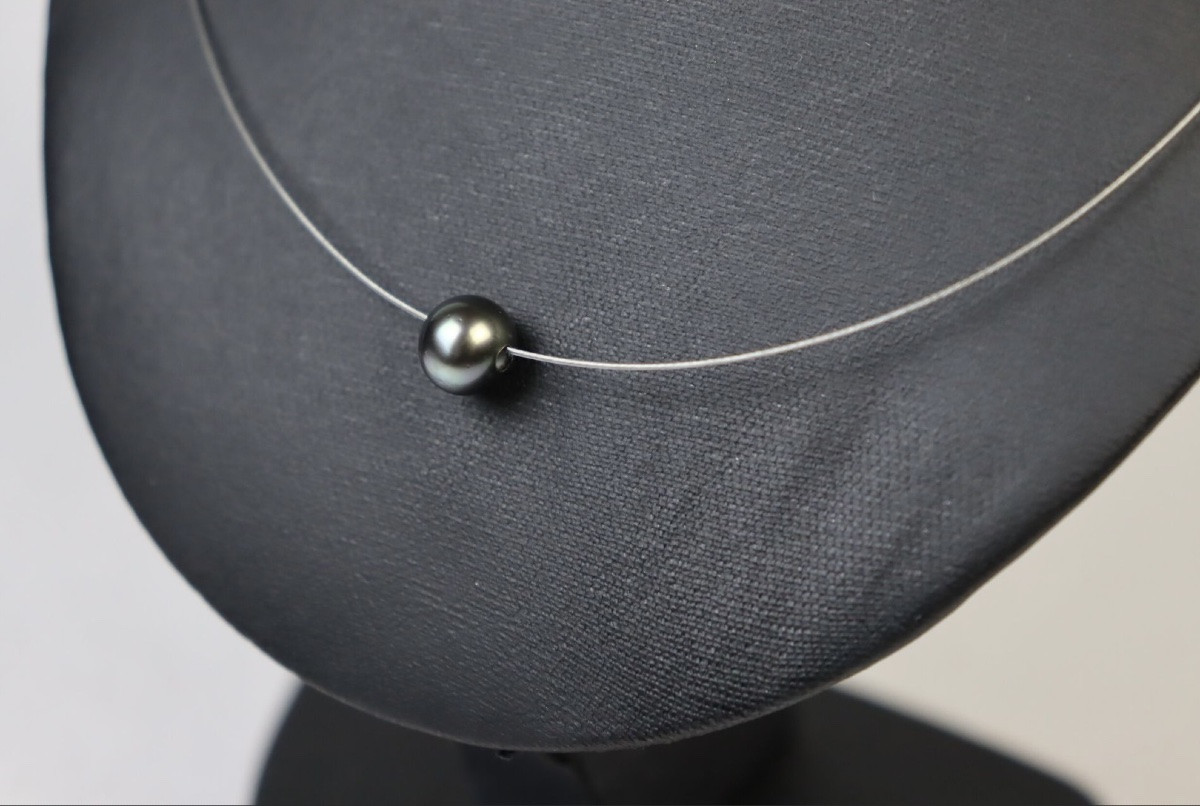 Tahitian Pearl Necklace In 925 Sterling Silver Setting-photo-3