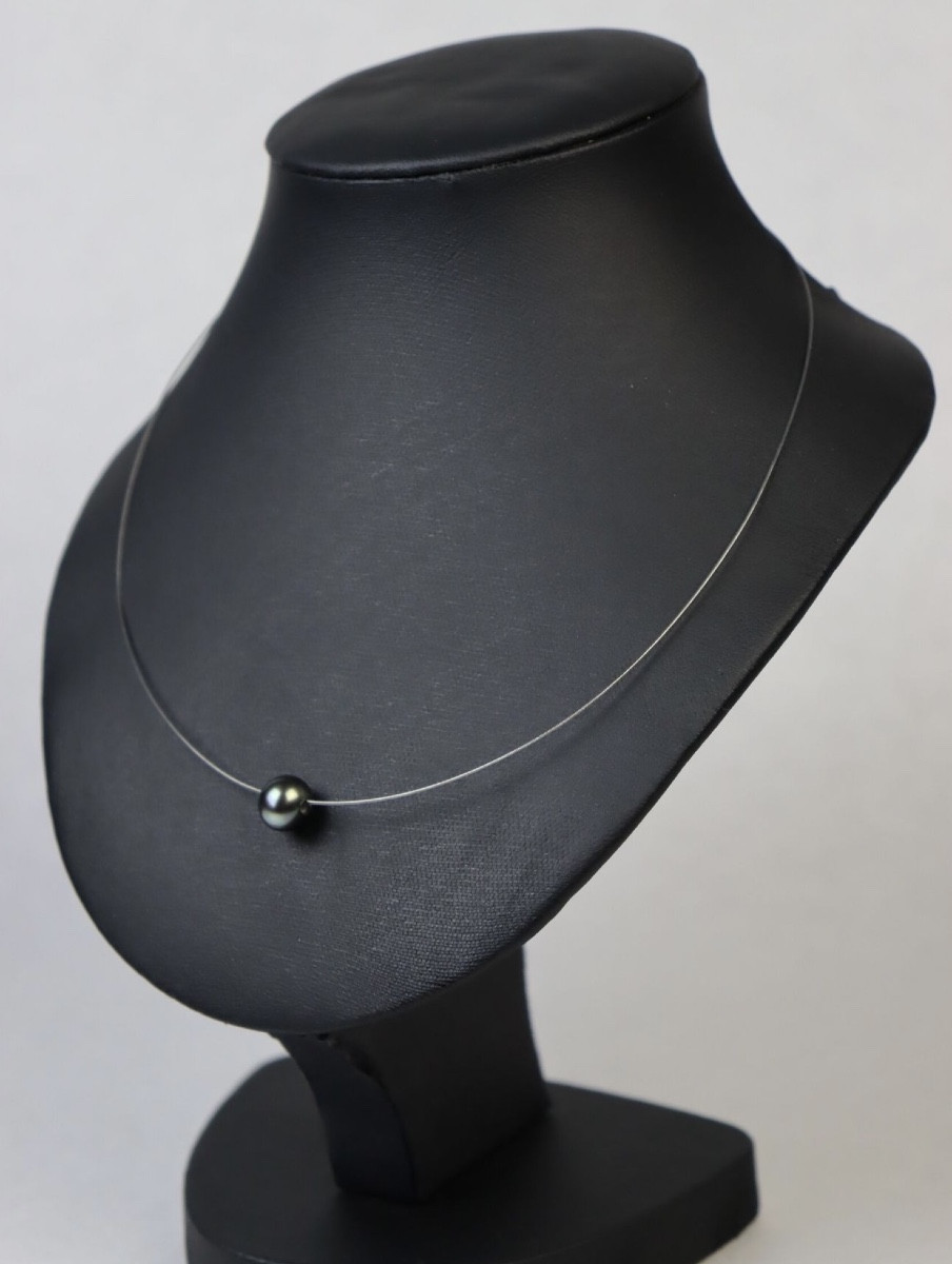 Tahitian Pearl Necklace In 925 Sterling Silver Setting