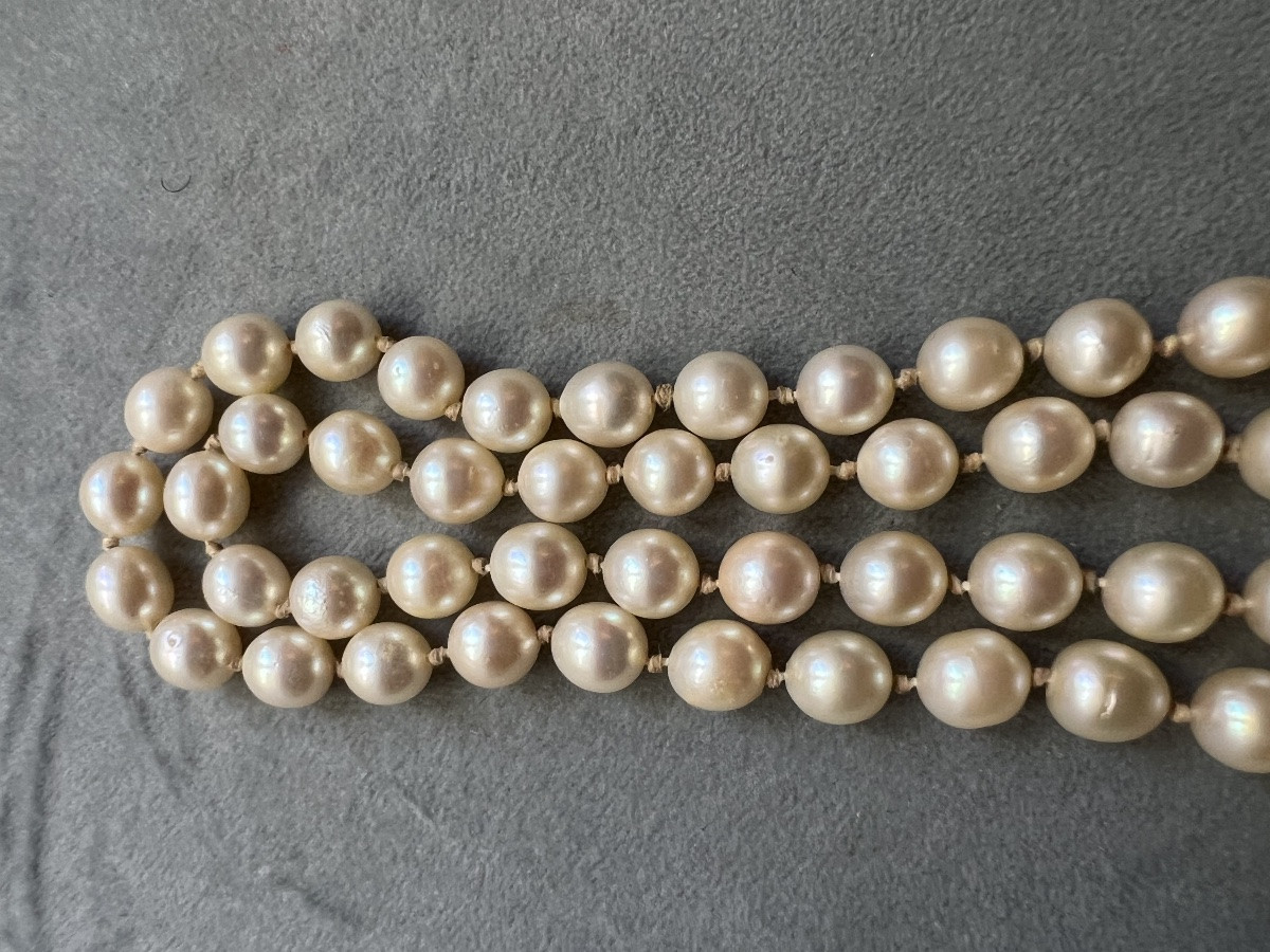 Choker Necklace With 55 Cultured Pearls, 18k Gold Clasp, 51 Cm-photo-3