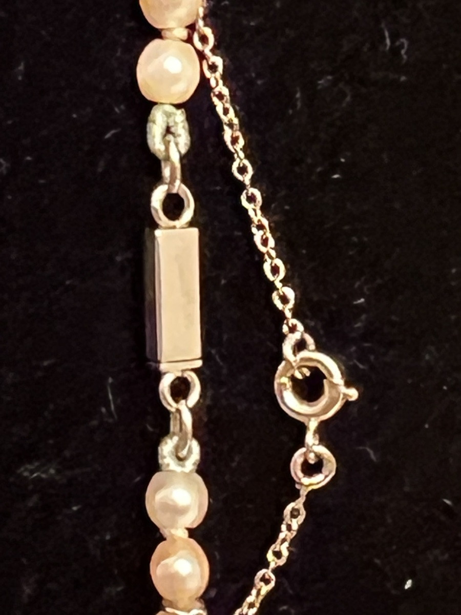 Necklace Of Small And Large Cultured Pearls, 18k Gold Clasp, 55.5 Cm-photo-3