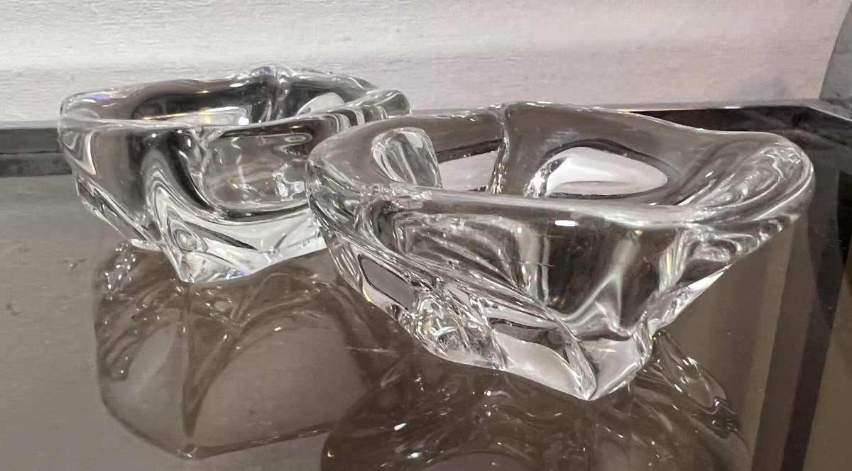 Paire de Salerons Cristal Daum cendriers 