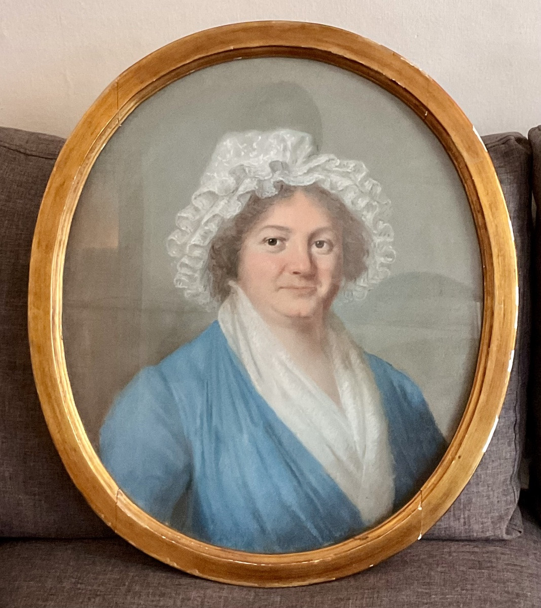 Pastel portrait de femme peinture époque révolutionnaire fin 18 eme -photo-2