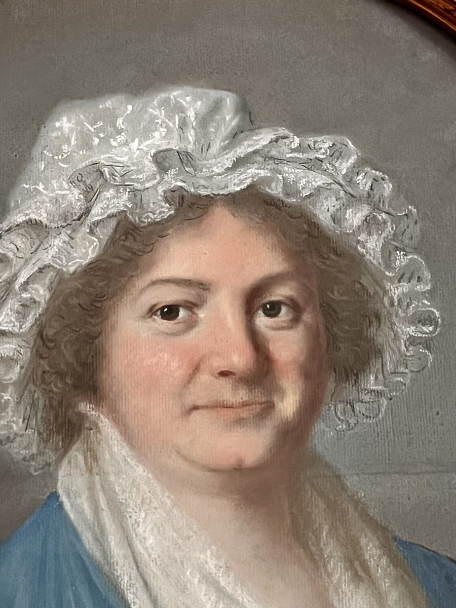 Pastel portrait de femme peinture époque révolutionnaire fin 18 eme -photo-3