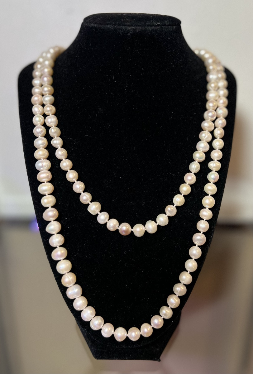Large Necklace With 145 Cultured Pearls, Approximately 120 Cm
