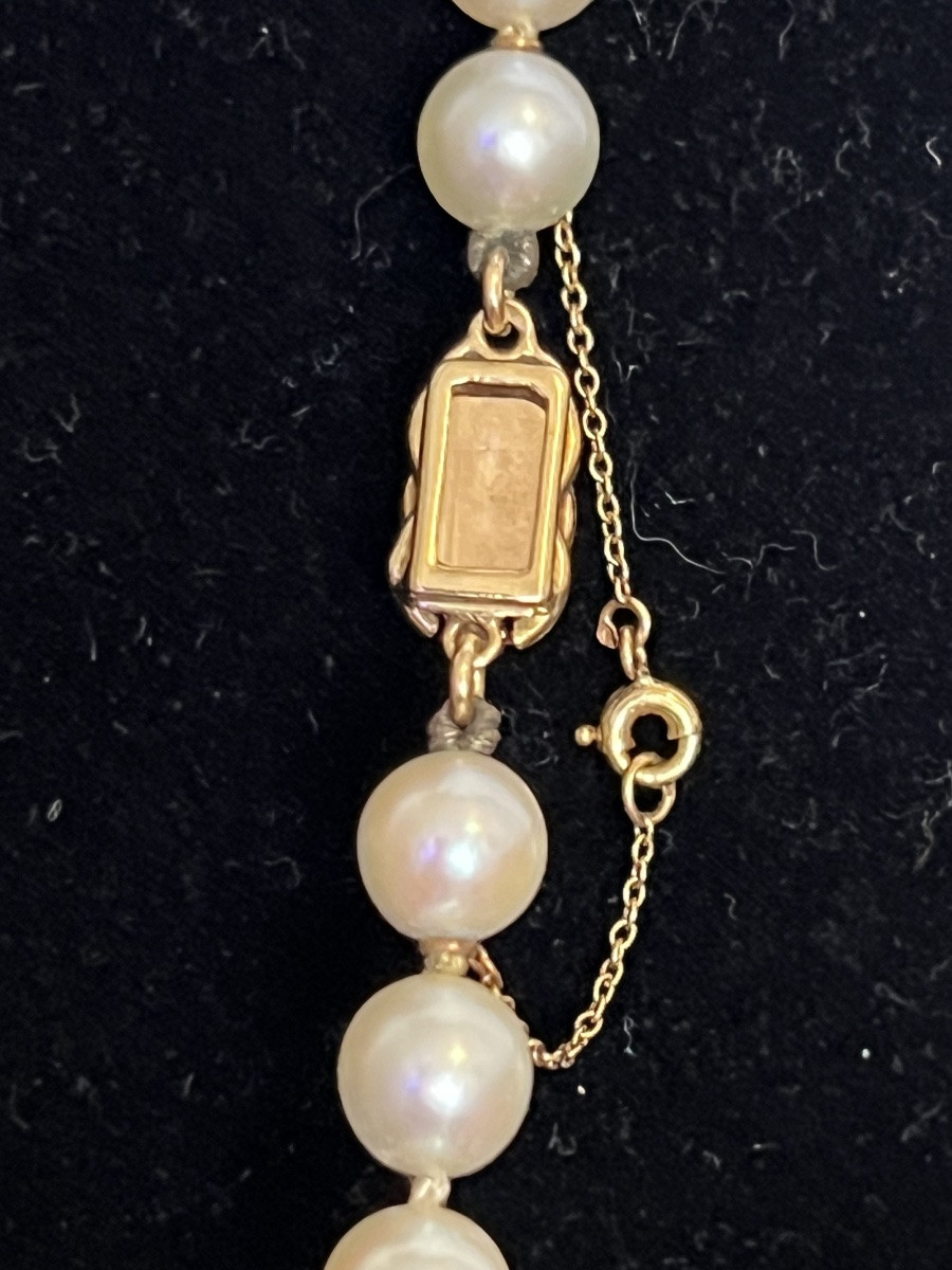 Collier choker 63 perles de culture fermoir or 18k et saphir 54,5 CM-photo-4