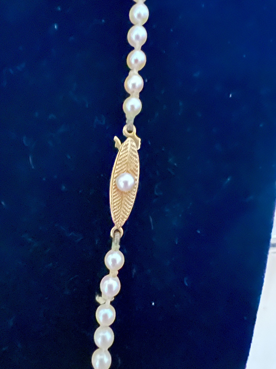 Collier 99 perles de culture blanche fermoir or 18K 55 cm-photo-4
