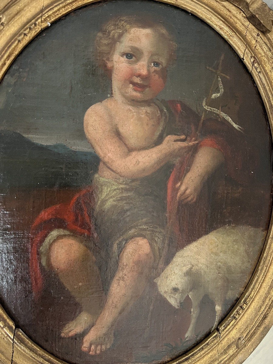 Oil On Canvas Painting, 18th Century School, Saint John The Baptist-photo-4