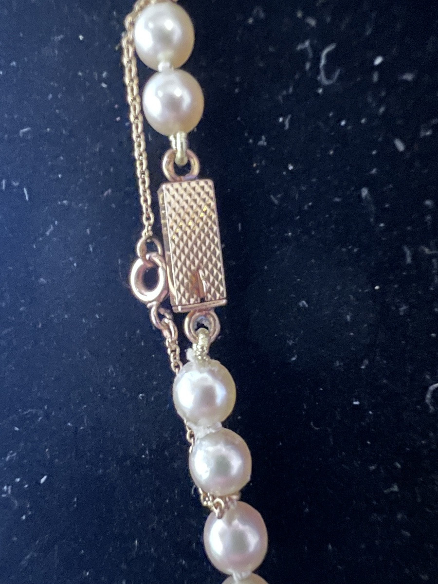 Collier 71 perles de culture blanche fermoir or 18K 50 cm-photo-3