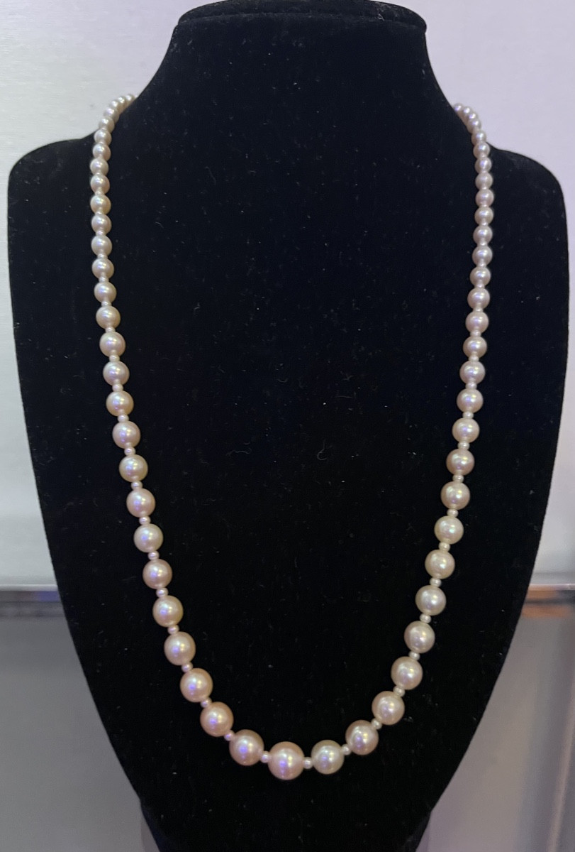 Collier grandes et petites perles de culture fermoir or 18K 55,5 cm