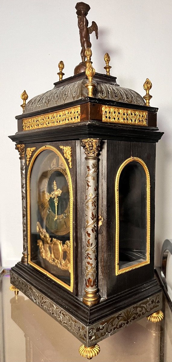 Cartel pendule religieuse XIX eme siècle marqueterie boulle Bailly-photo-2