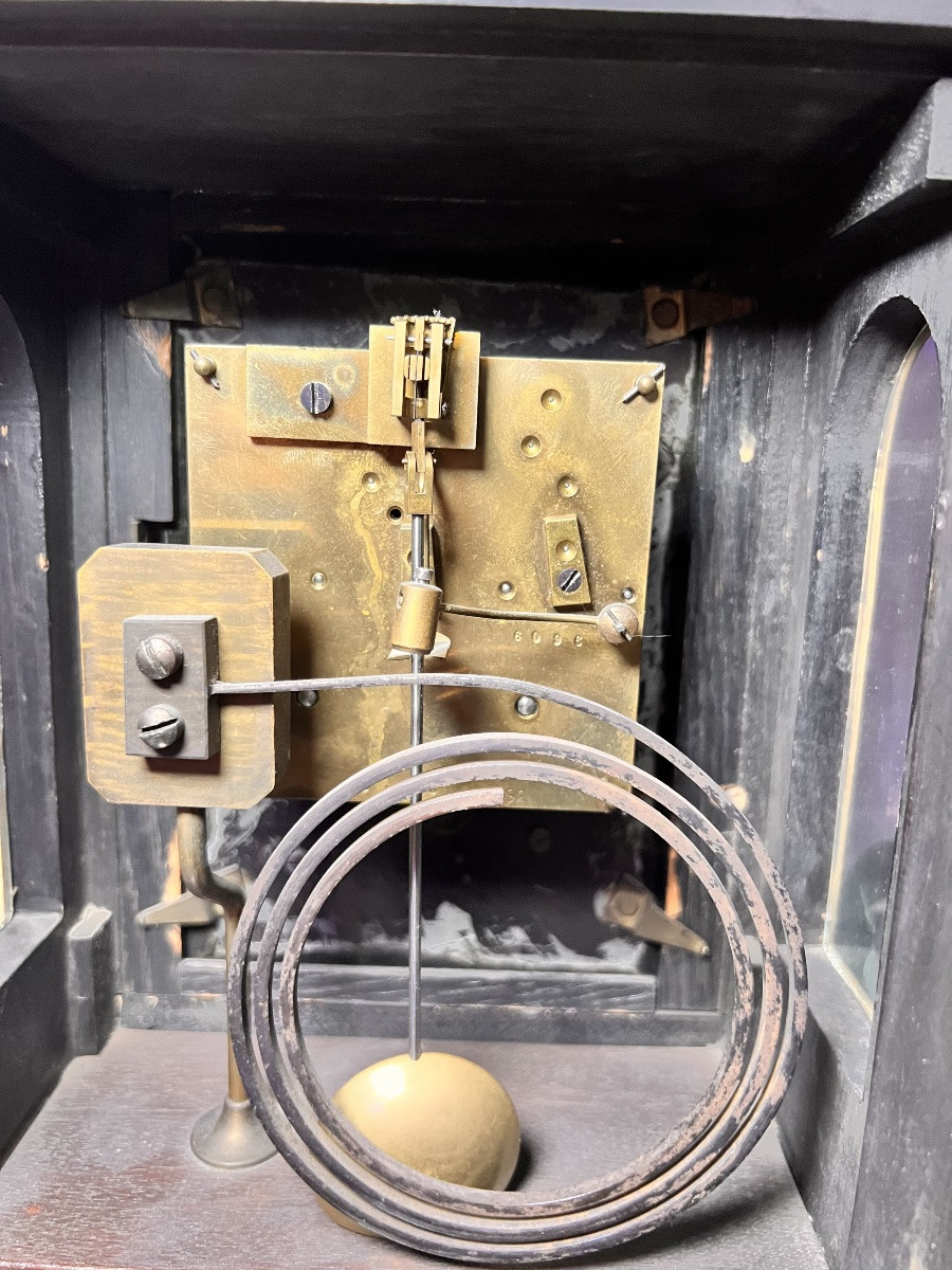 Cartel pendule religieuse XIX eme siècle marqueterie boulle Bailly-photo-2