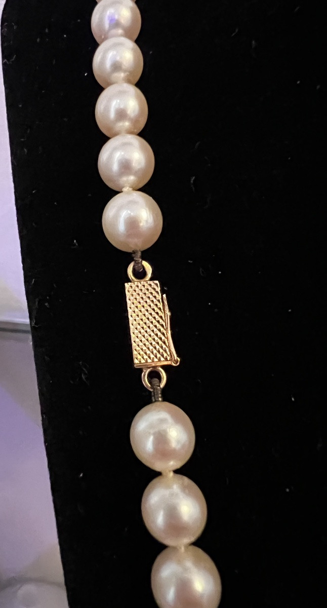 Sautoir collier 83 perles de culture fermoir or 18K 69 cm-photo-4