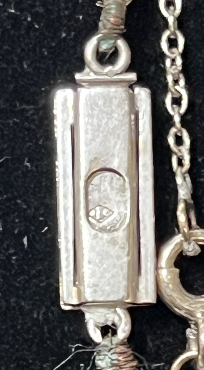 Collier art déco 95 Perles De Culture En Chute Fermoir Or 18k Et Diamants 45 Cm-photo-4