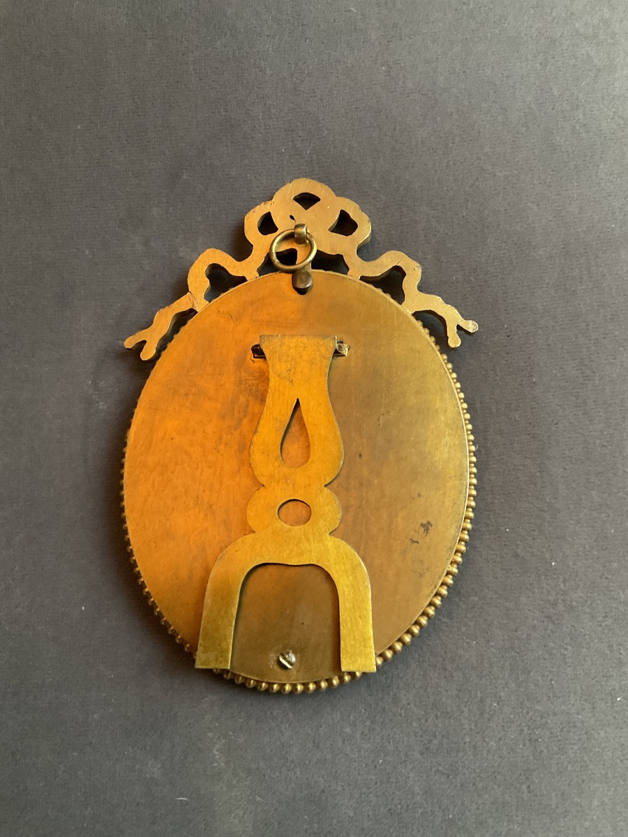 Portrait miniature sur ivoire jeune fille peinture debut 19 eme siecle-photo-2