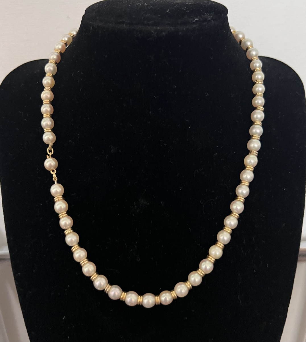 Collier anneaux or 18K et 54 Perles De Culture Akoya Fermoir Or 18k 42,5 Cm-photo-2