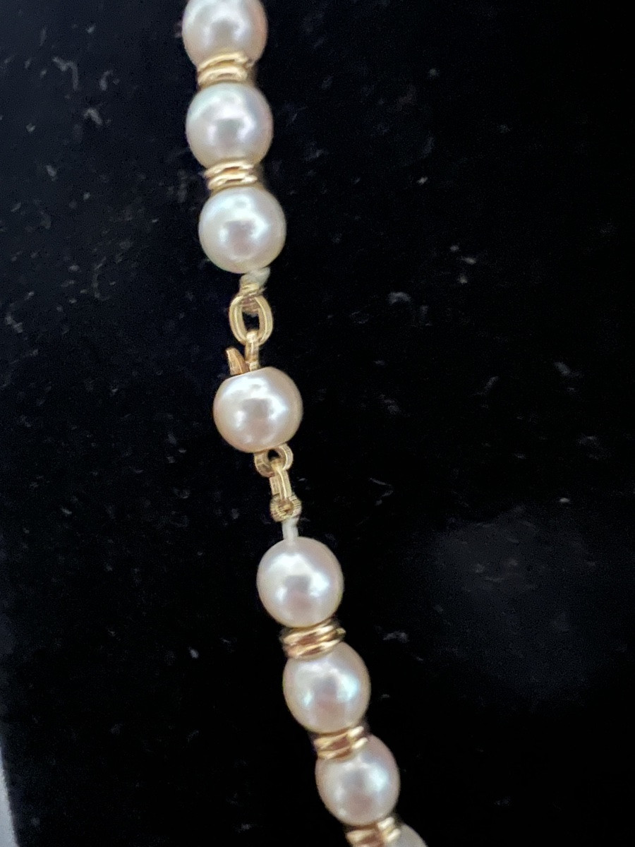 Collier anneaux or 18K et 54 Perles De Culture Akoya Fermoir Or 18k 42,5 Cm-photo-3