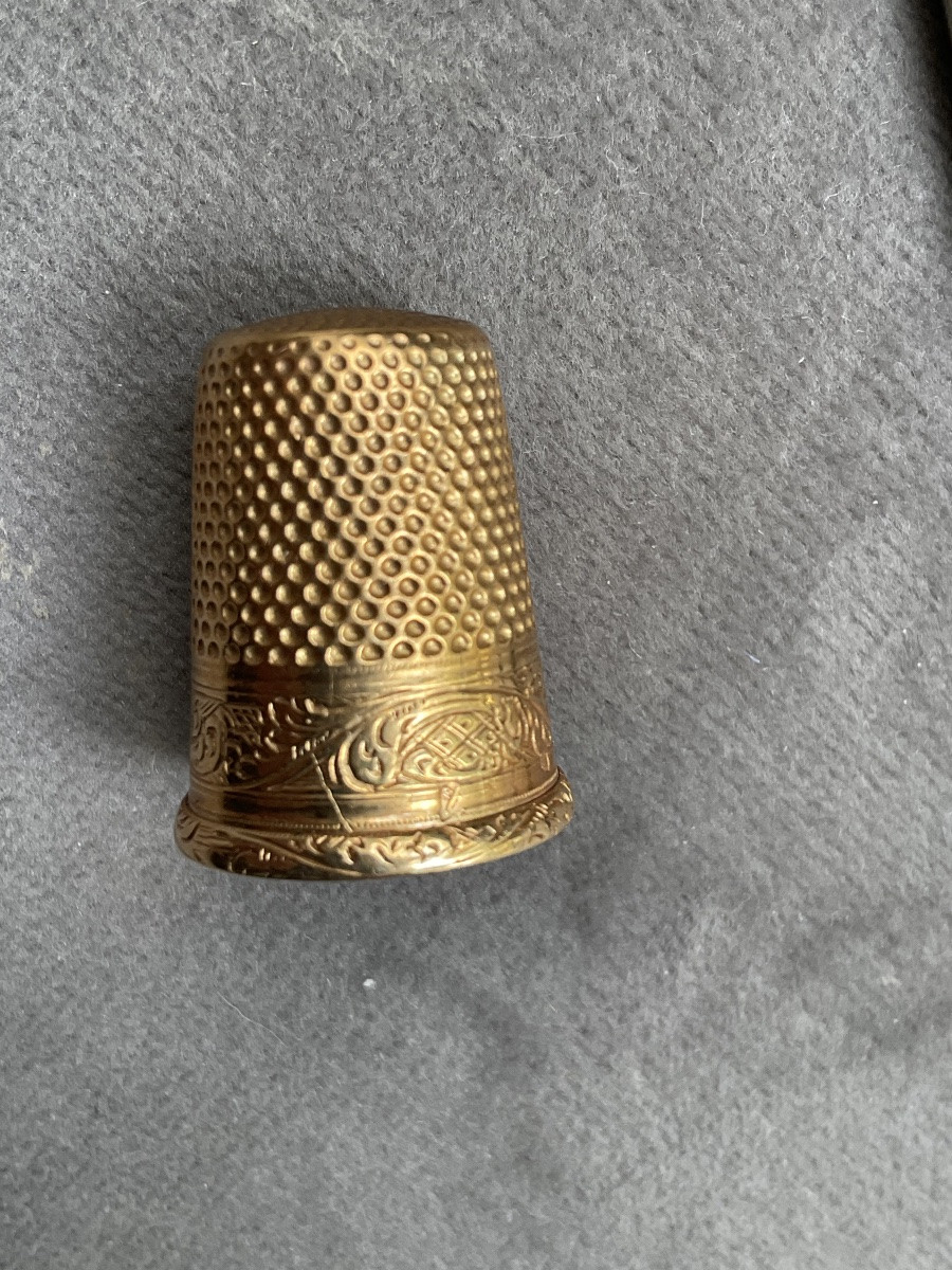 Étui nécessaire de voyage trompe l’œil 19 ème Dé en OR 18k 4,4 g-photo-3