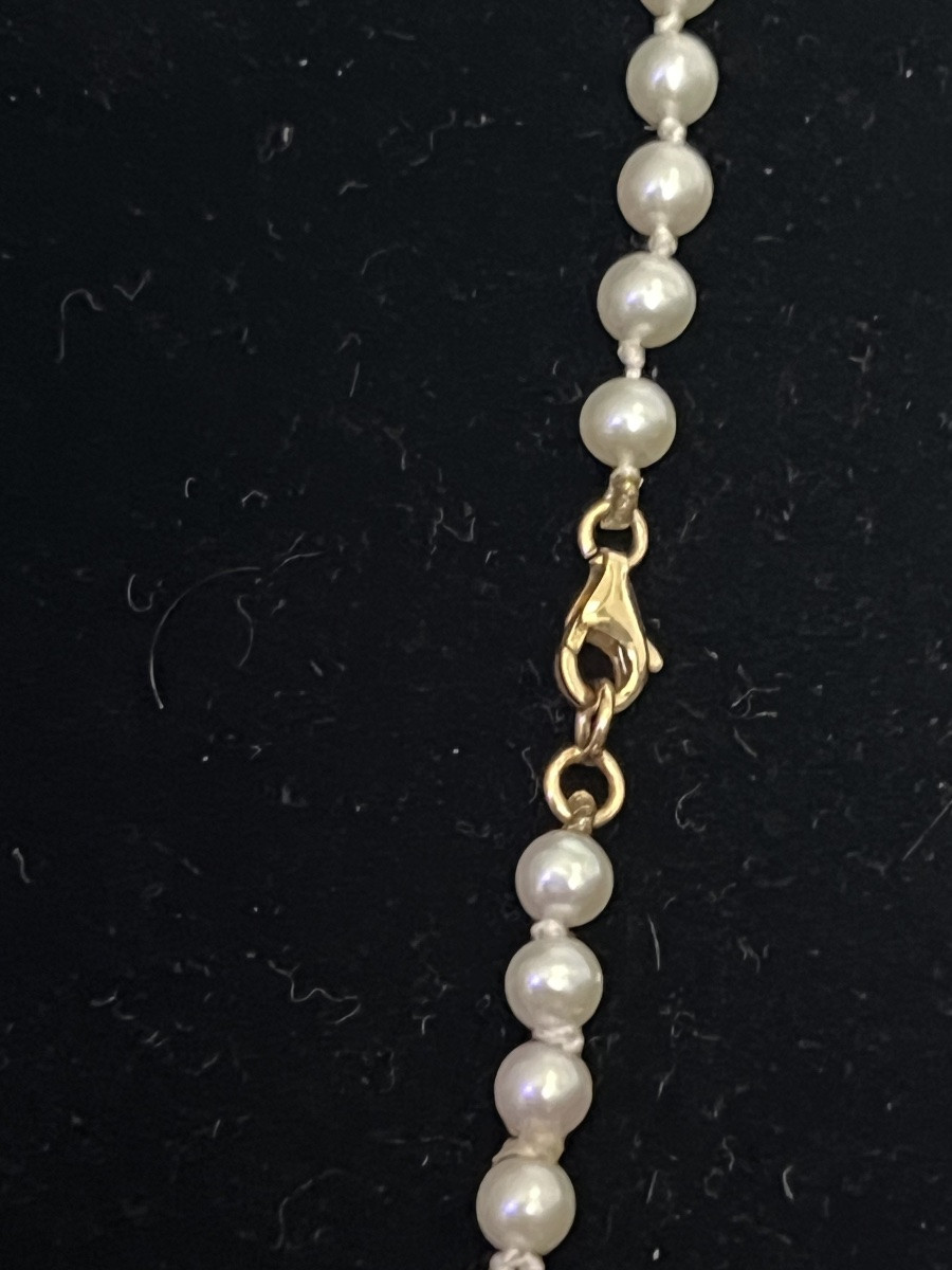 Collier choker 92 perles de culture fermoir or 18K 53 cm-photo-4