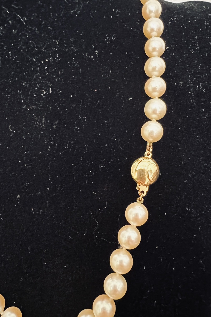 Collier choker 51 perles de culture AKOYA  fermoir or 18k 44,5 cm-photo-3