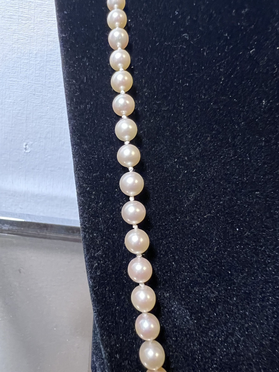 Necklace 73 Akoya Cultured Pearls 18k Gold Clasp In A Pearl 61 Cm-photo-2