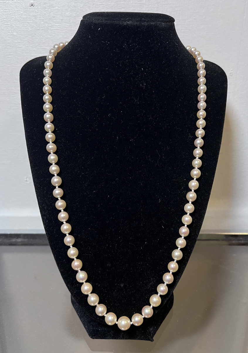 Necklace 73 Akoya Cultured Pearls 18k Gold Clasp In A Pearl 61 Cm